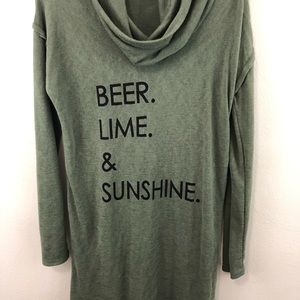 ABREE long sleeve cowl neck army green dress Med.